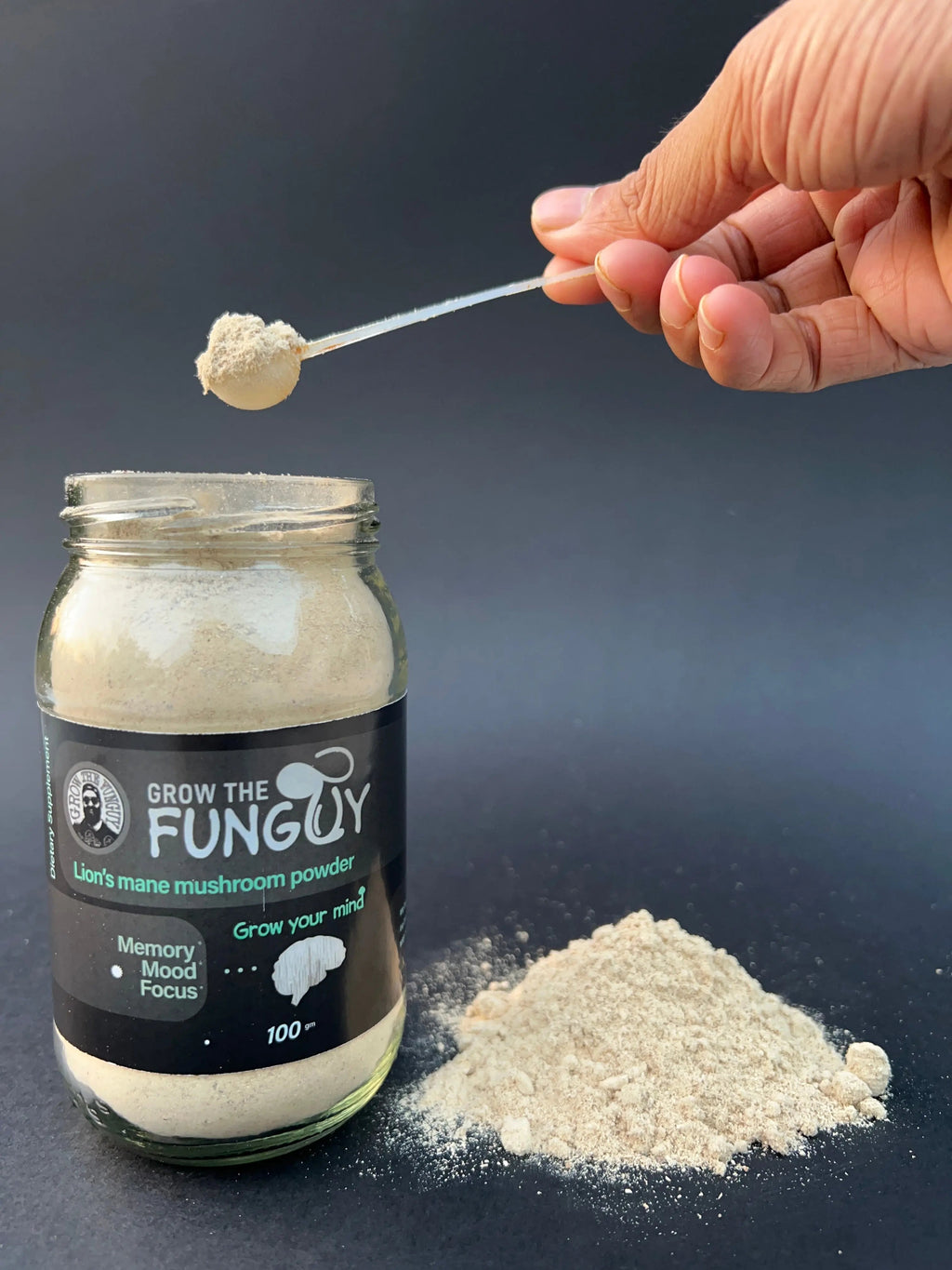 Organic Lion's Mane Powder - 100g | Premium Quality, Brain-Boosting Superfood | Grown in India - growthefunguy