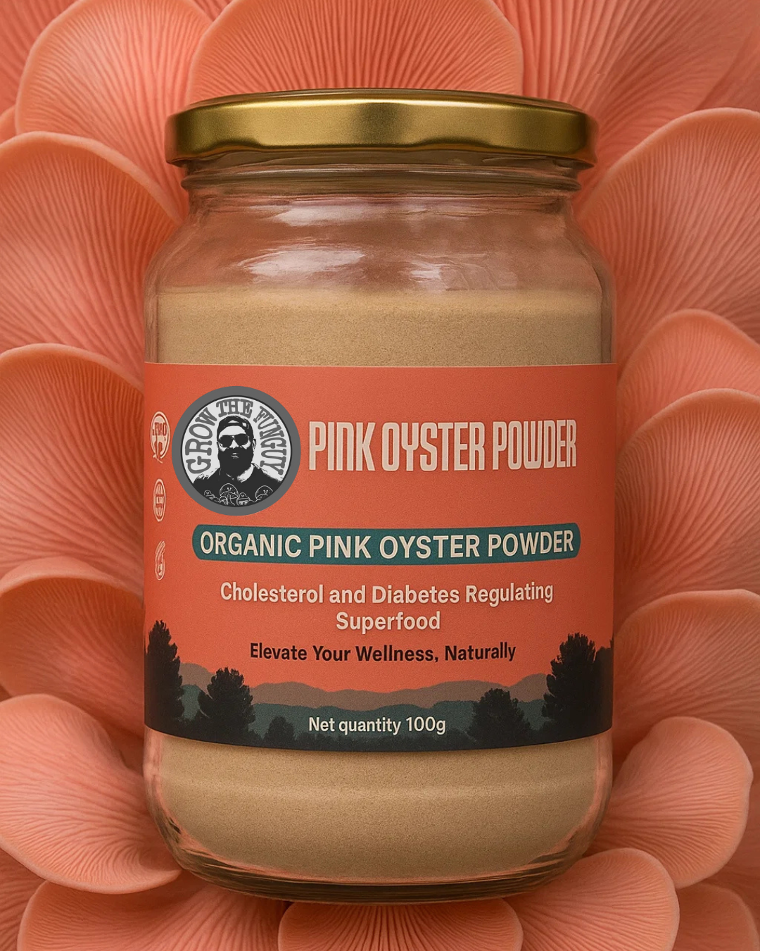 Organic Pink Oyster Powder - 100g | Premium Quality, Cholesterol and diabetic regulating Superfood
